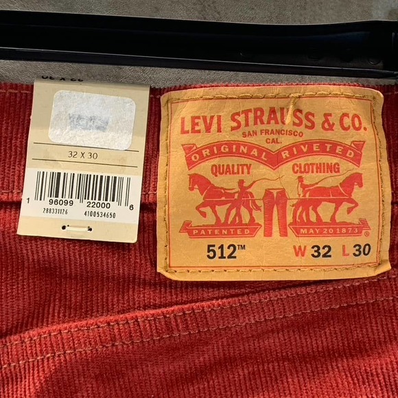 Levi's Men's Brick Red 512 Slim Tapered-Fit Corduroy Jeans SZ 32X30 - Picture 8 of 13